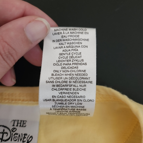 DISNEY Snow White and the Seven Dwarfs Vintage Embroidered Tee Large Yellow - Picture 5 of 5